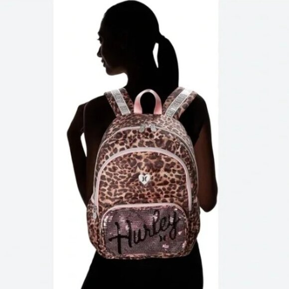 HURLEY Sequins Leopard Backpack NWT